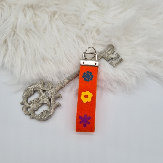 Preview: Filzschlüsselanhänger Blumen orange